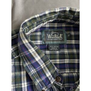 Woolrich mens vintage Plaid Flannel Long Sleeve Shirt Medium blue green Preppy‎